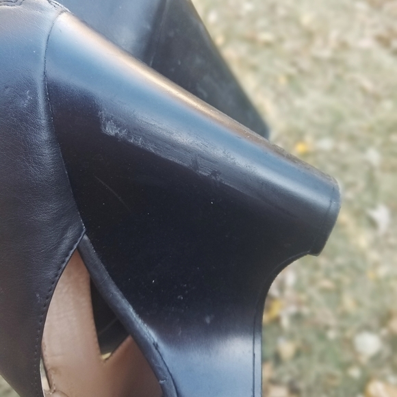 Black Vegan Wedge Heels w/Heel Zippers - Picture 9 of 11